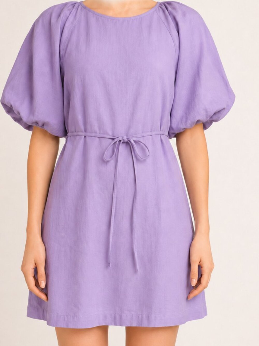 NWT H&M Lilac Balloon Sleeve Mini Dress XS | Cottagecore Waist Tie Babydoll